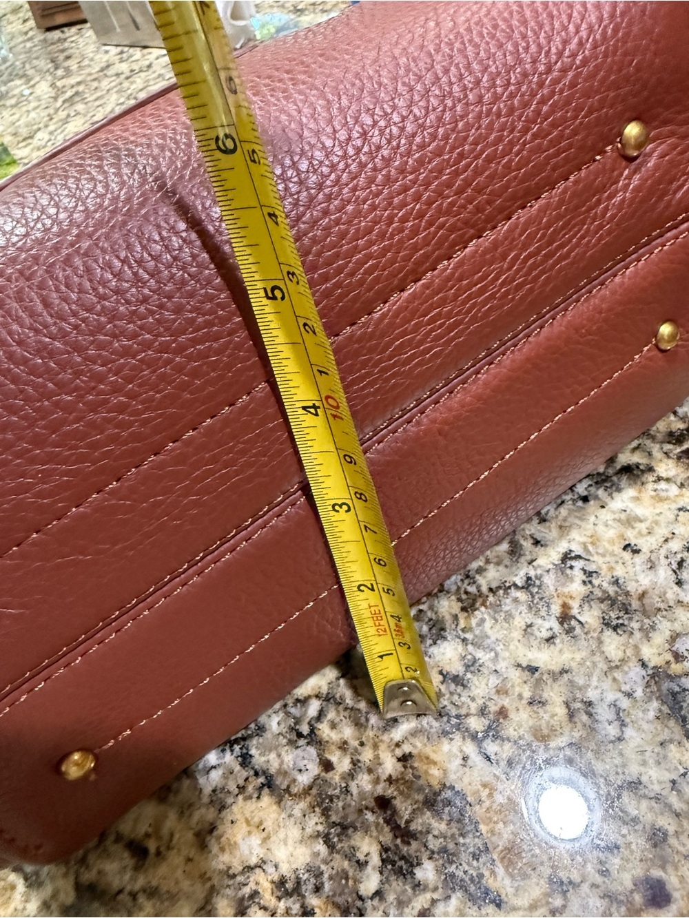 Structured Pebbled Leather Crossbody/Tote Bag in Chestnut Brown - Picture 13 of 14